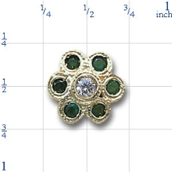 AC486 14K FLOWER LOOK SLIDE WITH EMERALD AND DIAMOND 